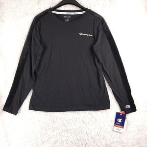 NWT Champion Campus Long Sleeve Tee Moisture Wicking Velvet Sleeves Unique Sz M